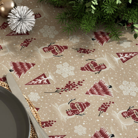 Juleduk Snømenn og Glitter – Nærbilde