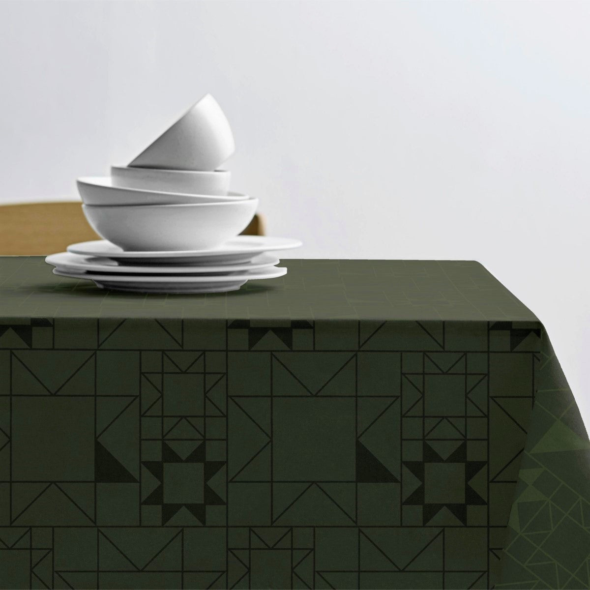 Södahl juleduk Star Damask Forest Green – Damaskvevd akrylduk med borddekking 1