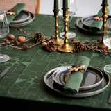 Södahl juleduk Star Damask Forest Green – Damaskvevd akrylduk med borddekking