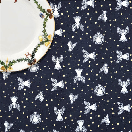 Juleengler Blå - Juleakrylduk med stjerner og engler
