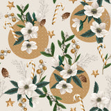 Julerosen Råhvit - Julevoksduk med hvite juleroser