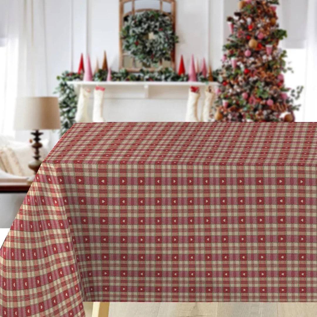 Julestemning Rutet – julevoksduk med hjerter i ruter