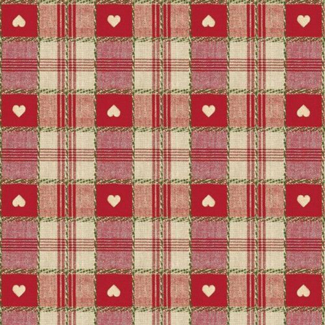 Nærbilde av Julestemning Rutet voksduk med hjerter