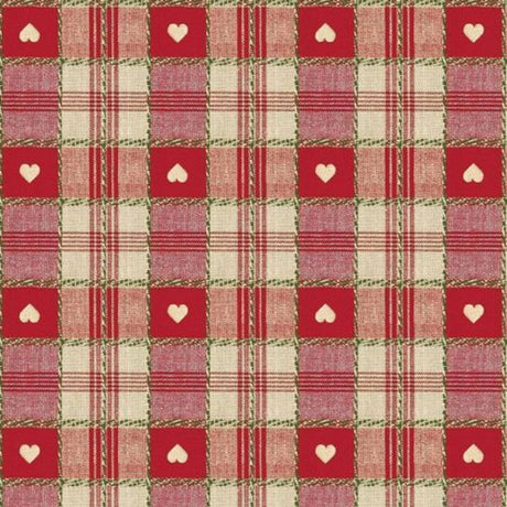 Nærbilde av Julestemning Rutet voksduk med hjerter