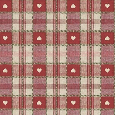 Julevoksduk, ekstra bred voksduk, Hjerter i ruter, rød 160 cm