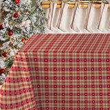 Hjerter i ruter rød, 160 cm bred julevoksduk på bord