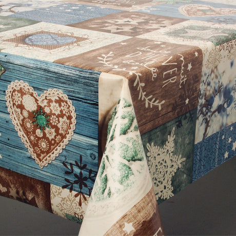 Julevoksduk Flocons – små snøfnugg – blå