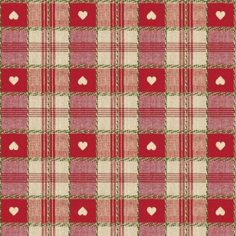 Julevoksduk, ekstra bred voksduk, Hjerter i ruter, rød 160 cm bred