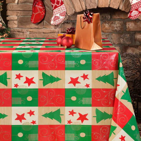 Julevoksduk – Juletrær i ruter