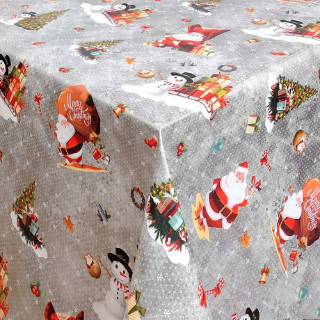 Julevoksduk Merry Christmas - Jul i sølvsjær, 140 cm bred