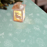 Smile Light Blue - Julevoksduk med vakre hvite strekillustrasjoner