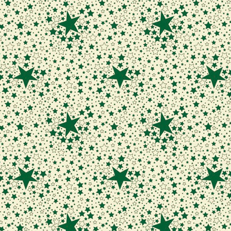 Stjernehimmel Grønn – julevoksduk med grønne stjerner på hvit bunn