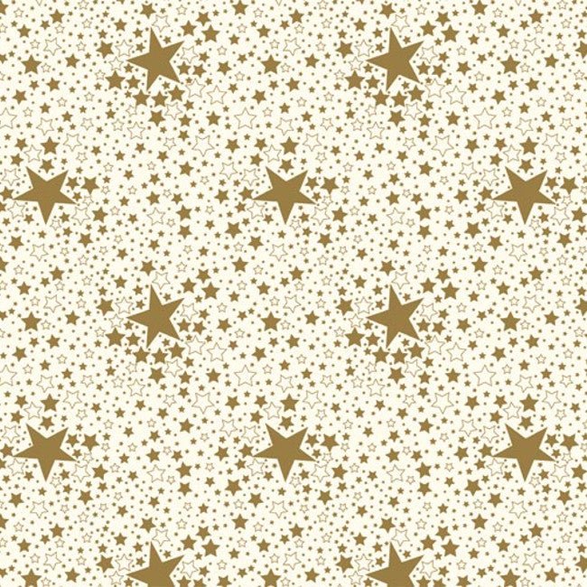 Stjernehimmel – julevoksduk med stjerner – Gull, 140 cm