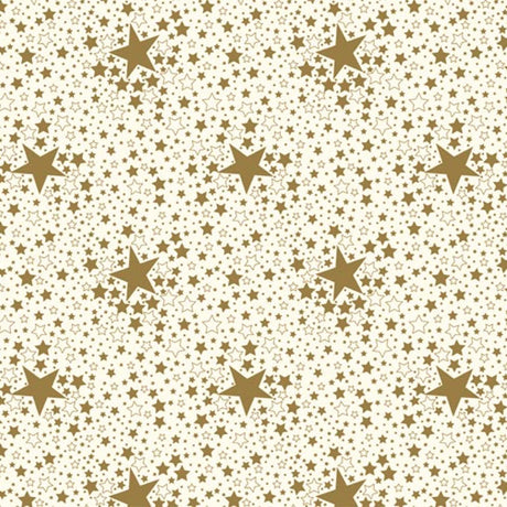 Stjernehimmel – julevoksduk med stjerner – Gull, 140 cm