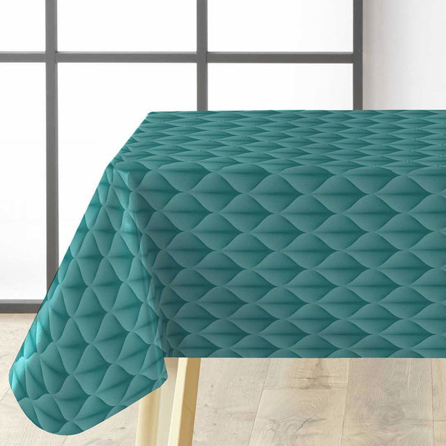 Kalini Luxury Blue – Voksduk med grafisk mønster i flott 3D-effekt, hjørne