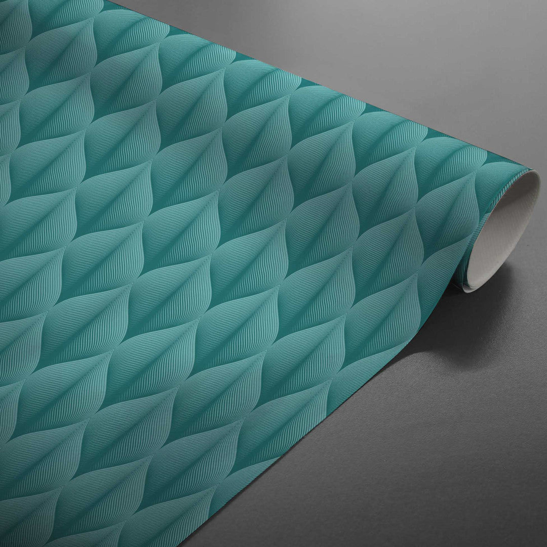 Kalini Luxury Blue – Voksduk med grafisk mønster i flott 3D-effekt, rullet