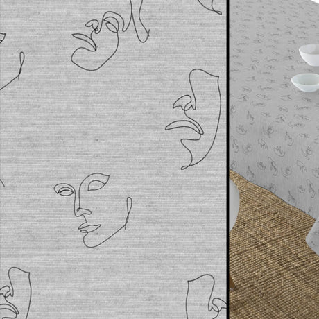 Karim Grå – Akrylduk med abstrakte ansikter