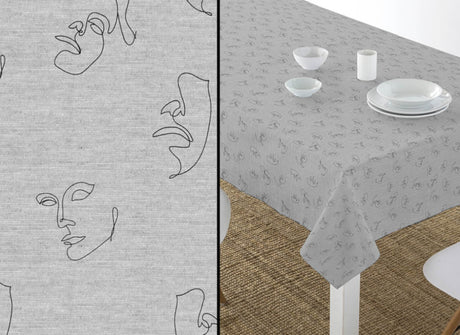 Karim Grå – Akrylduk med abstrakte ansikter