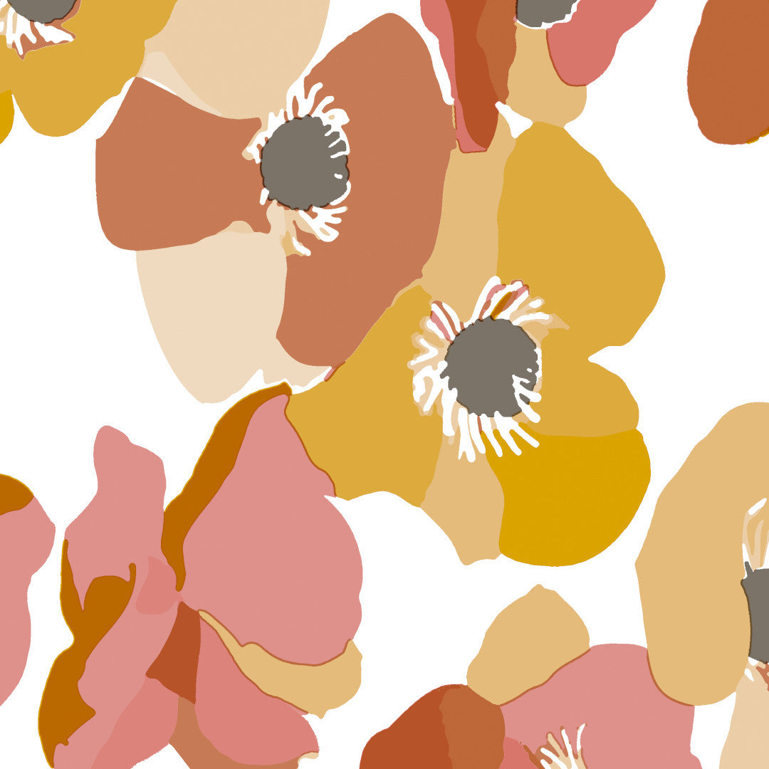 Keshi Coral - 160 cm bred voksduk med abstrakte blomster