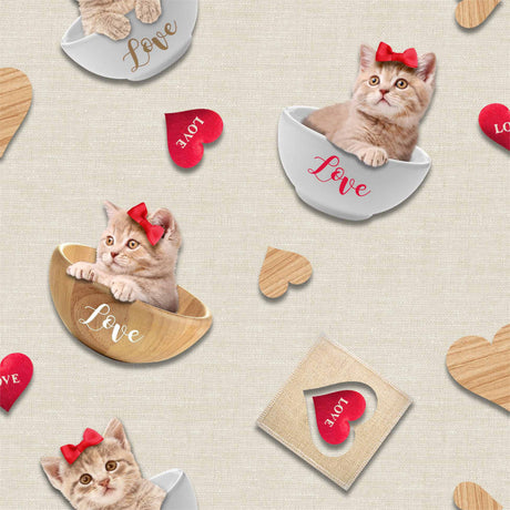 Kitty Natur Fotoprint - Voksduk med søte kattunger