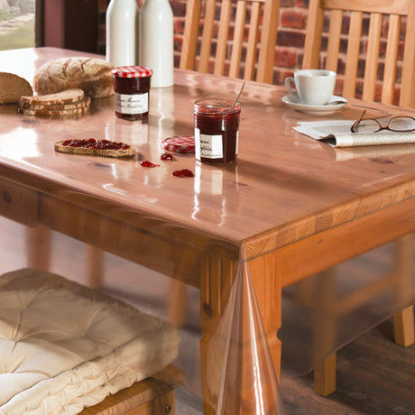 Klar plast voksduk, 0,3 mm tykk, 140 cm bred