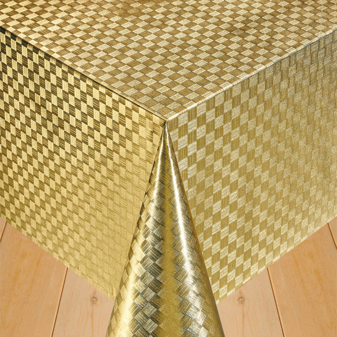 Klassisk damask ruter gull – voksduk med gullfargede ruter