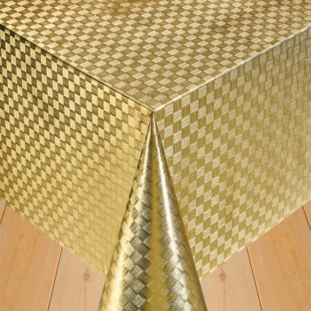 Klassisk damask ruter gull – voksduk med gullfargede ruter