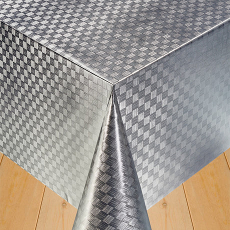 Klassisk damask ruter sølv – voksduk med sølvfargede ruter