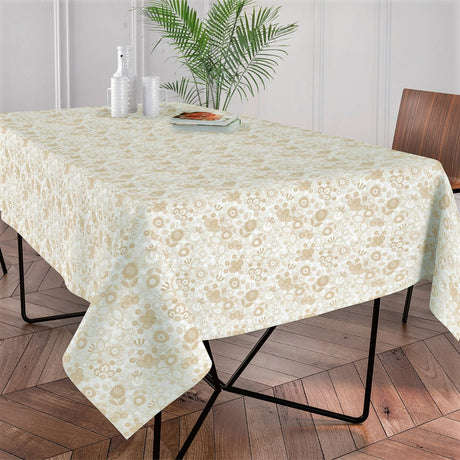 Klee – Akrylduk med vakre blomster i lys beige, 140 cm
