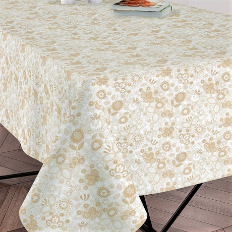 Klee – Akrylduk med vakre blomster i lys beige, 160 cm
