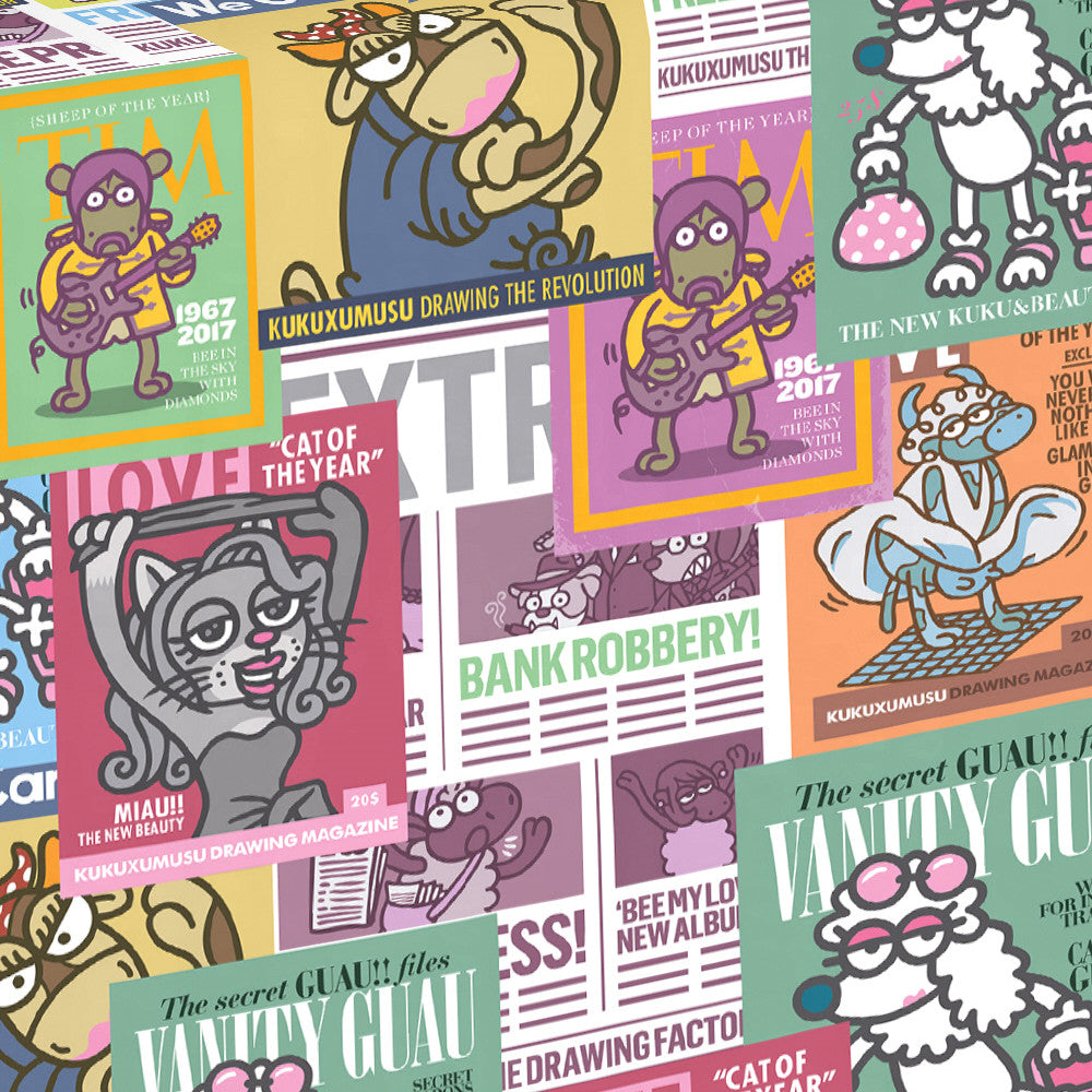 KUKUXUMUSU Avis - Herlig akrylduk med fantastiske tegninger