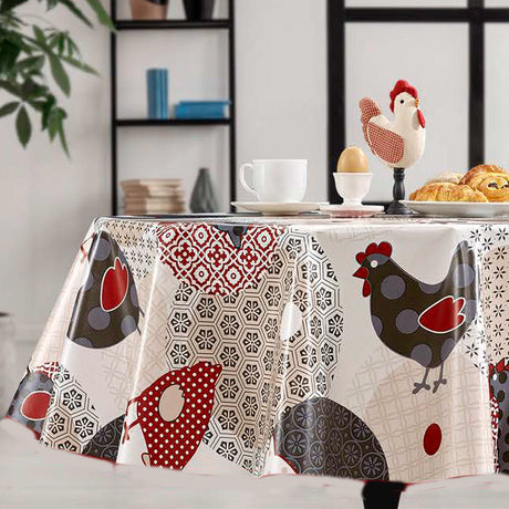 KYKKELIKY – Rund påske voksduk med høner