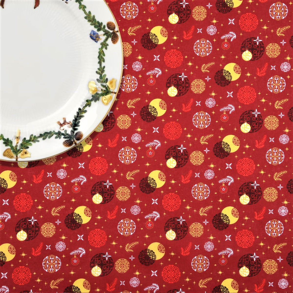 La Boule de Noel Rød - Juleakrylduk med julekuler og gran