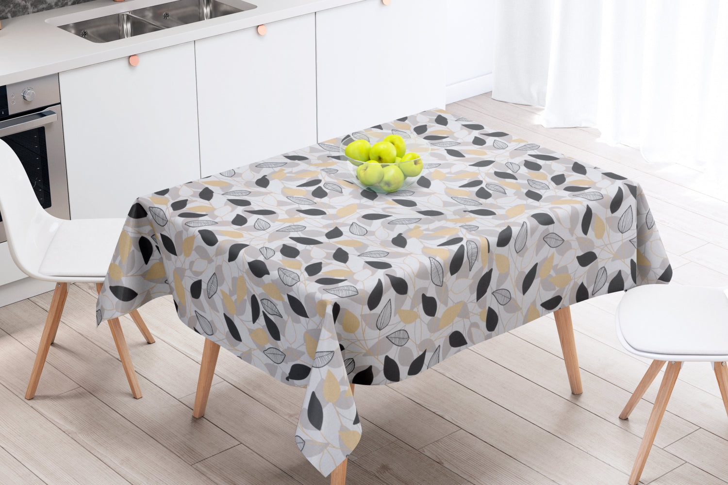 Laurier Sort - Akrylduk med flotte mørke blader - 150 cm bred