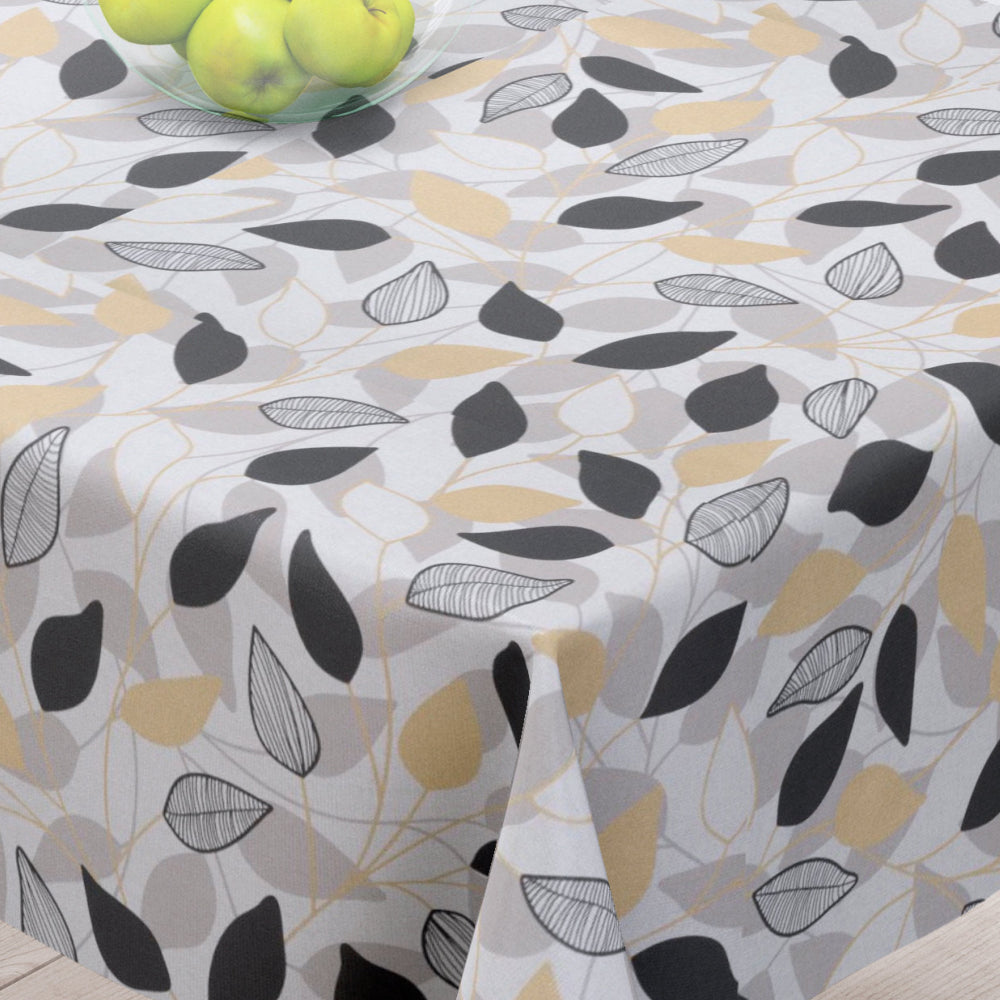 Laurier Sort - Akrylduk med flotte mørke blader - 150 cm bred