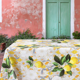 Lemon Siena – voksduk med sitroner og italiensk mønster, hjørne