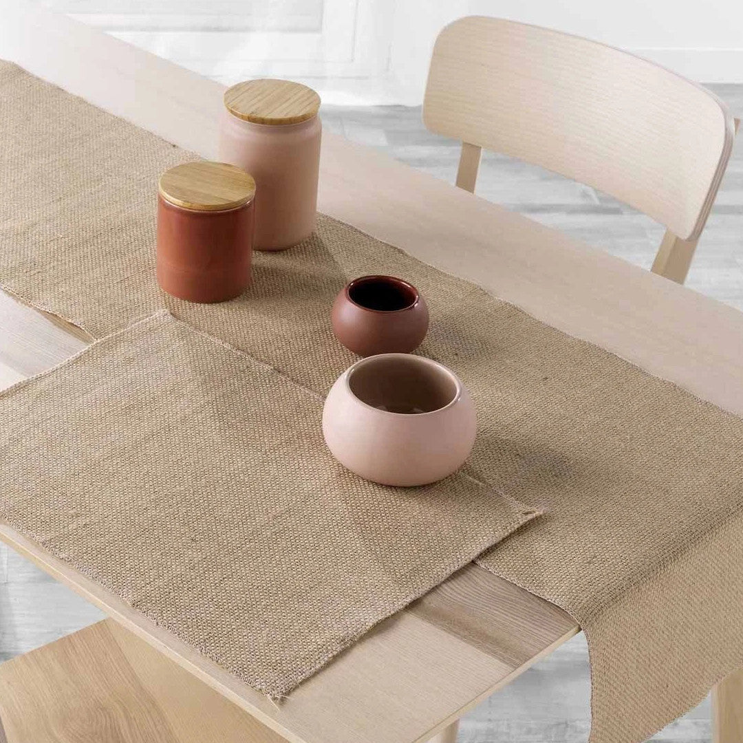 Leny Beige bordløper i jute 35 x 140 cm