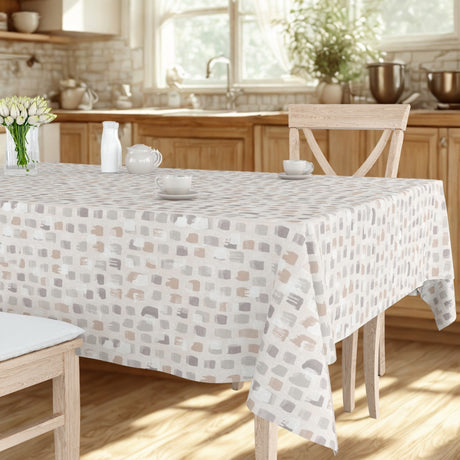 Leonor Beige – Ekstra bred voksduk, 180 cm, kjøkkenmiljø