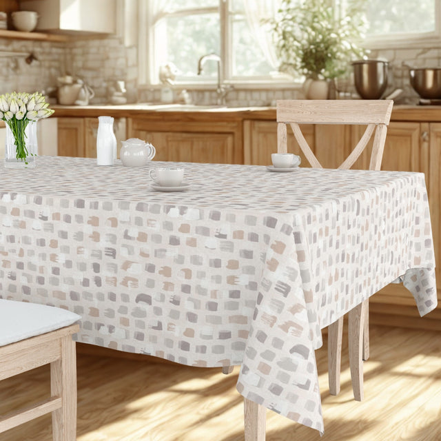 Leonor Beige – Ekstra bred voksduk, 180 cm, kjøkkenmiljø