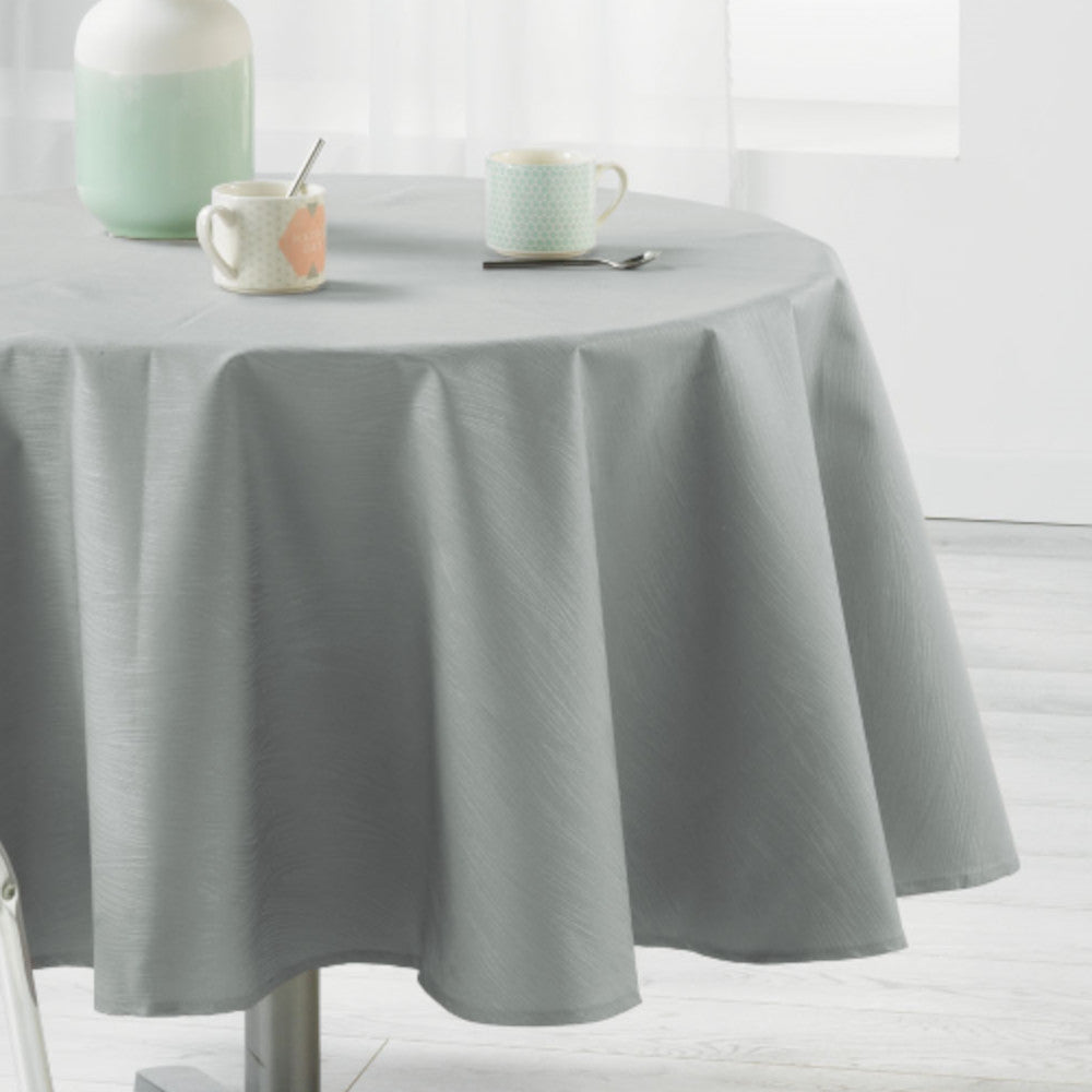 Liany Grå Ø 180 cm, rund ensfarget duk med flekkavvisende behandling, nærbilde