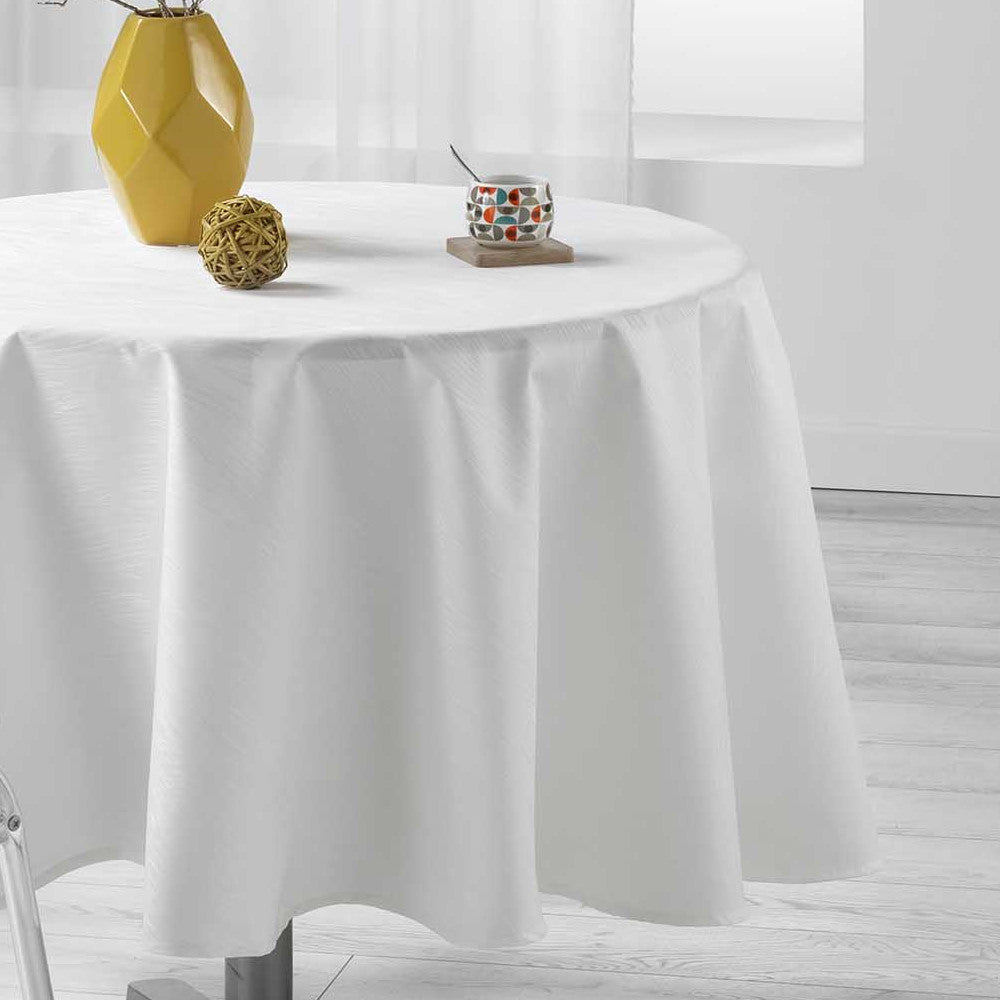 Liany Naturell Ø 180 cm, rund ensfarget duk med flekkavvisende behandling, nærbilde