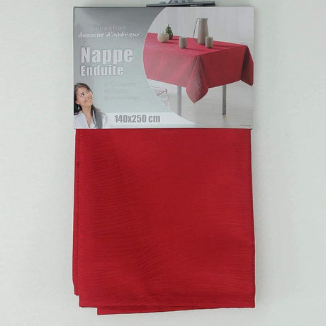 Liany Rød – Ensfarget duk med vevd struktur 140 x 250 cm, nærbilde