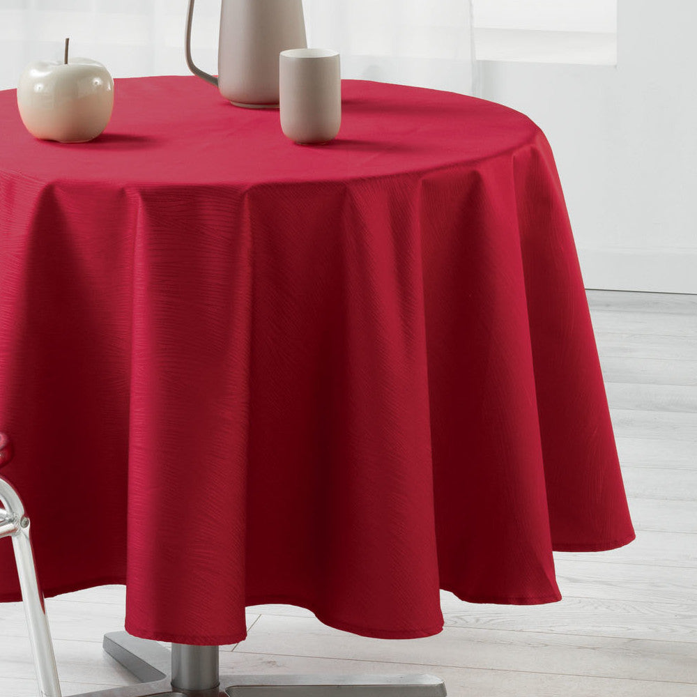 Liany Rød Ø 180 cm, rund ensfarget duk med flekkavvisende behandling, nærbilde