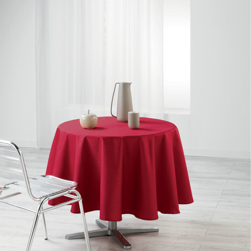 Liany Rød Ø 180 cm, rund ensfarget duk med flekkavvisende behandling