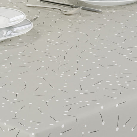 Light Me Up - 160 cm bred grå voksduk, strek og prikk