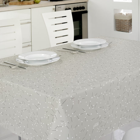 Light Me Up - 160 cm bred grå voksduk med strek og prikk