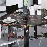 Lilith, gjennomsiktig voksduk, klar plastduk med fargerike sommerfugler