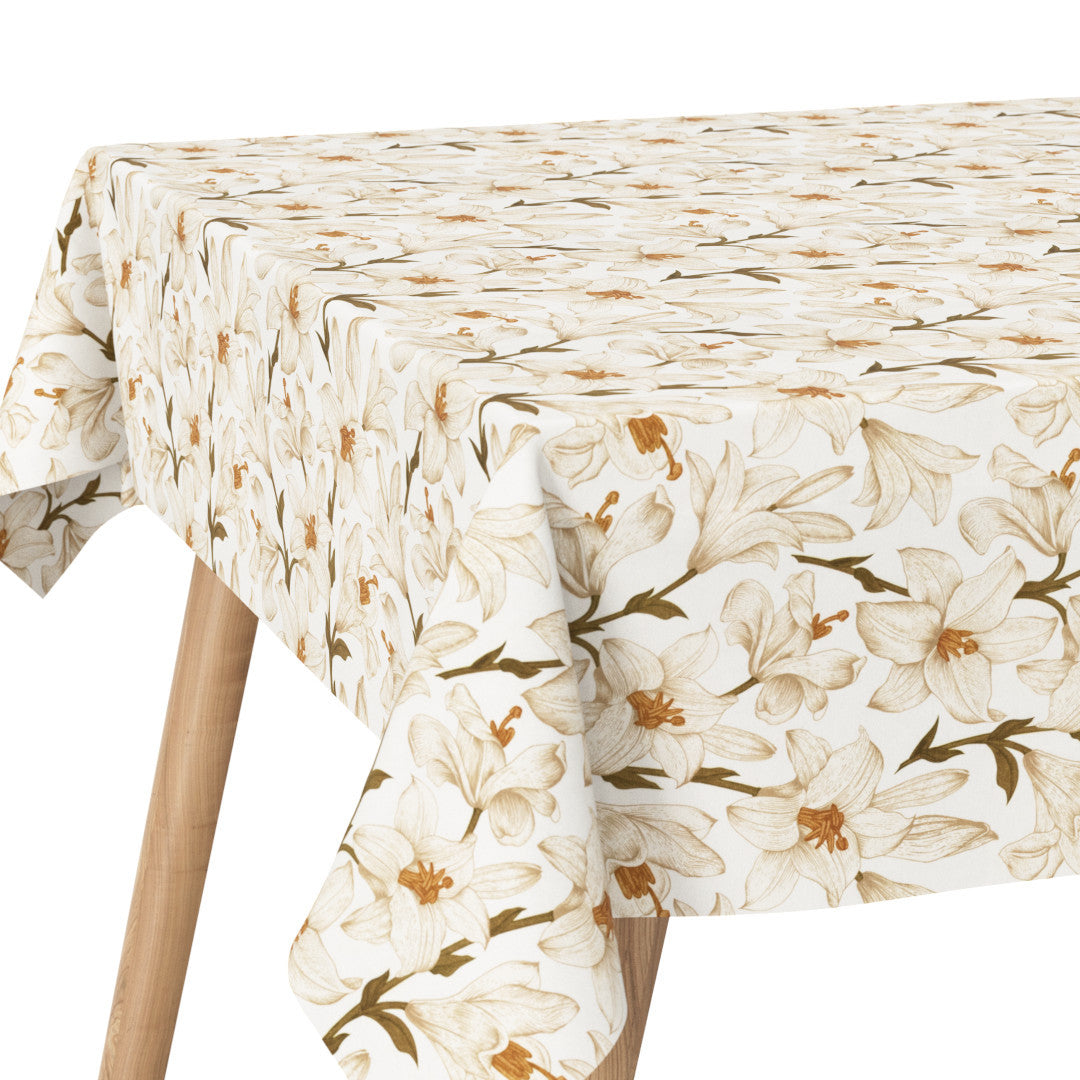 Liljeflor Hvit/beige – Hjørne av akrylduk med blomster