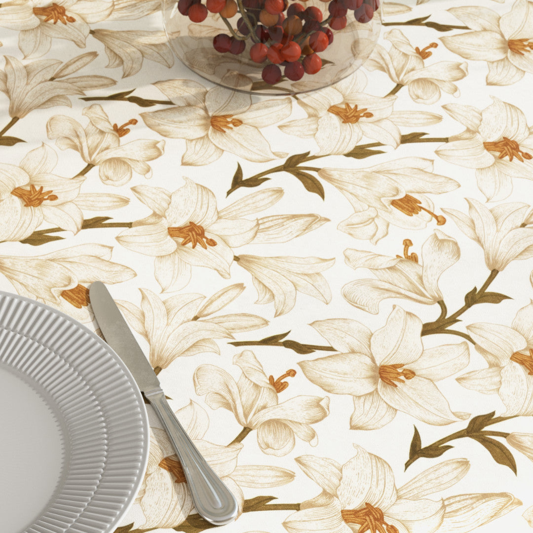 Nærbilde av Liljeflor Hvit/beige, akrylduk med liljer