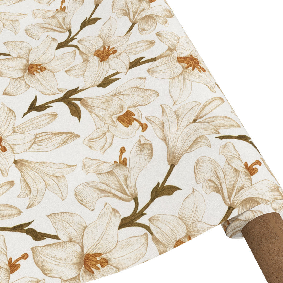 Liljeflor Hvit/beige – Akrylduk med blomster og antiskli